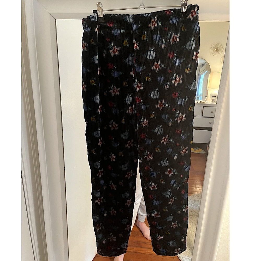 Anthropologie Navy Velvet Straight Leg Pant